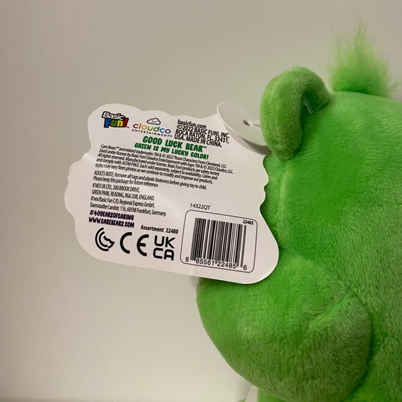 Care Bears Plush Good Luck Bear Green Glitter Shamrock Stuffed Animal Toy 9 inch - Picture 10 of 11